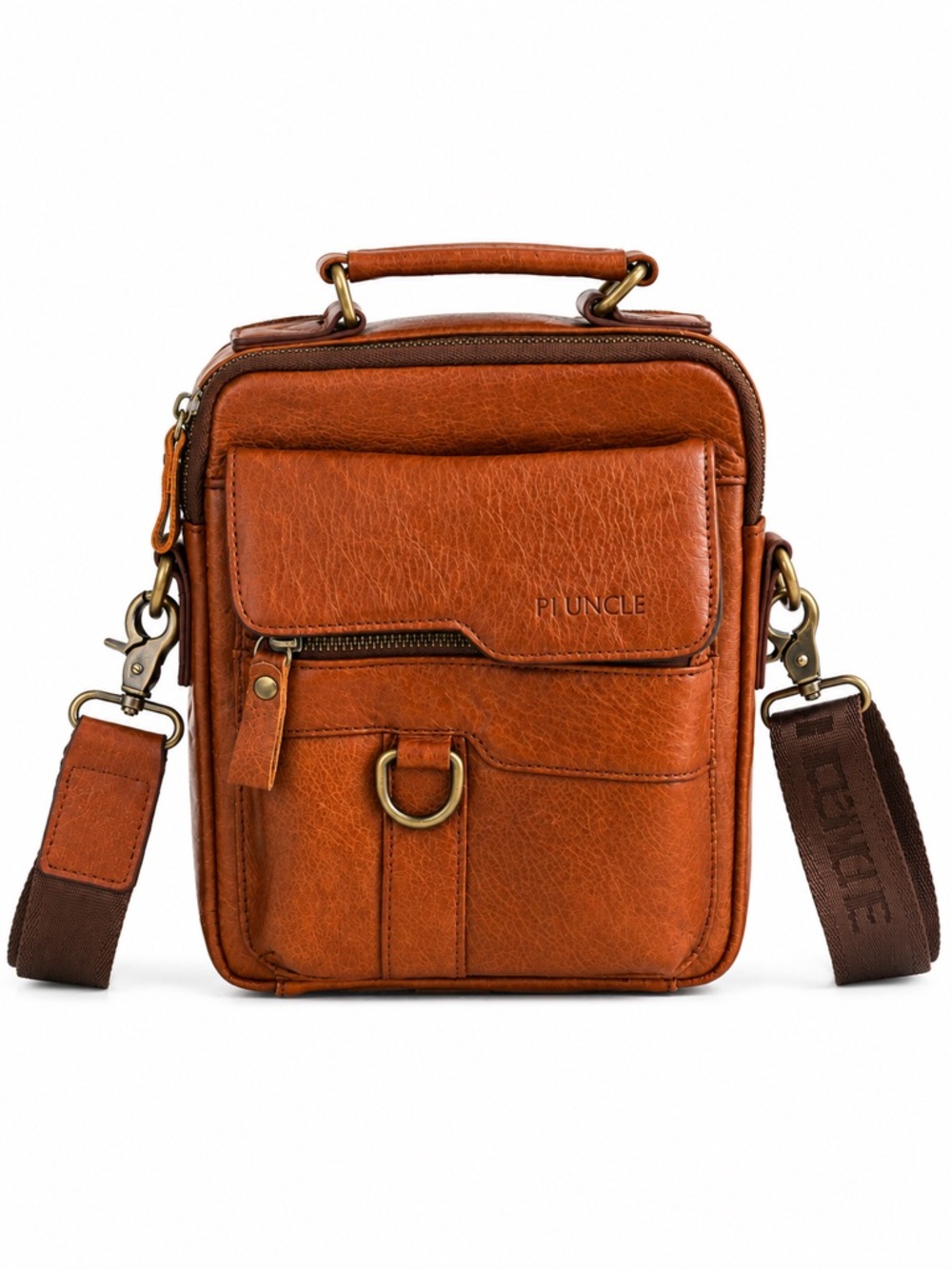 Pluncle Brown Leather Crossbody Messenger Bag bum bag sling bag - Picture 2 of 14